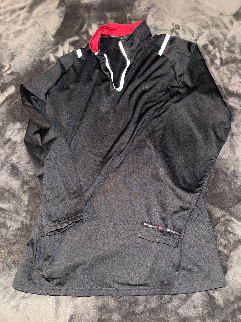 Spyder Active Large Black Polyester Quarter Zip Pullover